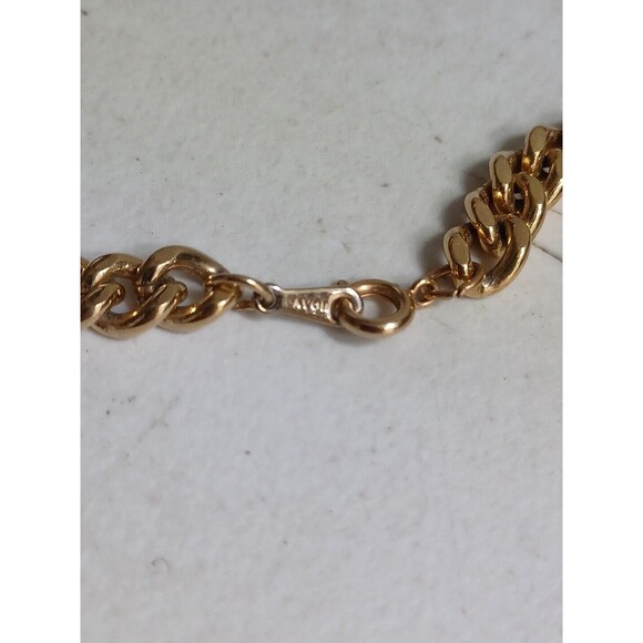 VTG. AVON GOLD TONE GLASS NECKLACE CUBAN LINK CHAIN COBALT BLUE MOGAL GRIPIOX - Picture 7 of 12